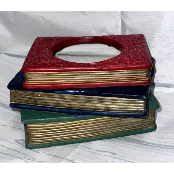 Vintage Multi-Color Ceramic Stacked Book Shaped Succulent Planter - Picture 6 of 8